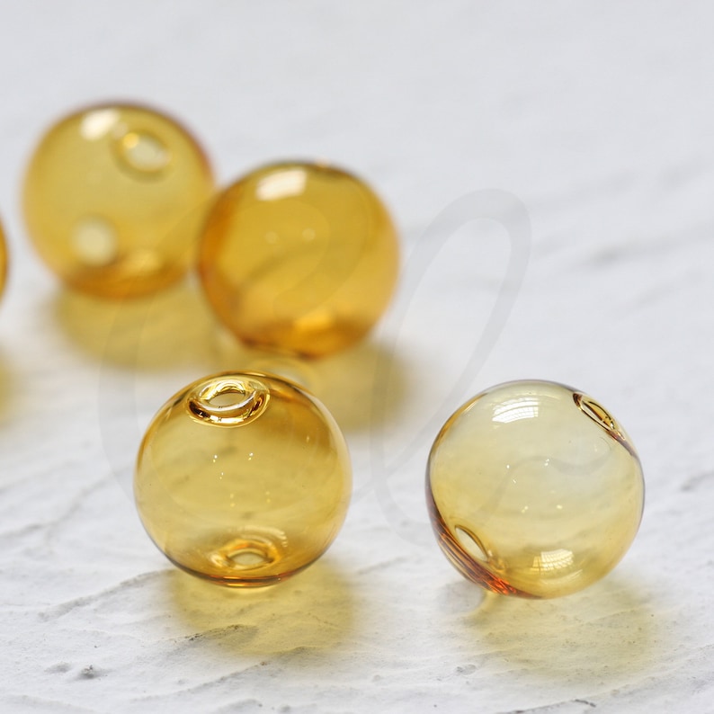 4 Pieces Hand Blown Hollow Glass Beads With Regular 2 Holes Etsy