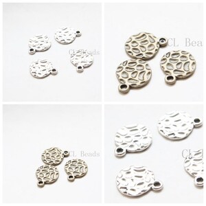30 Pieces Antique Brass Tone or Oxidized Silver Tone Base Metal Textured Tags-Round 17x14mm (9331Y)A42