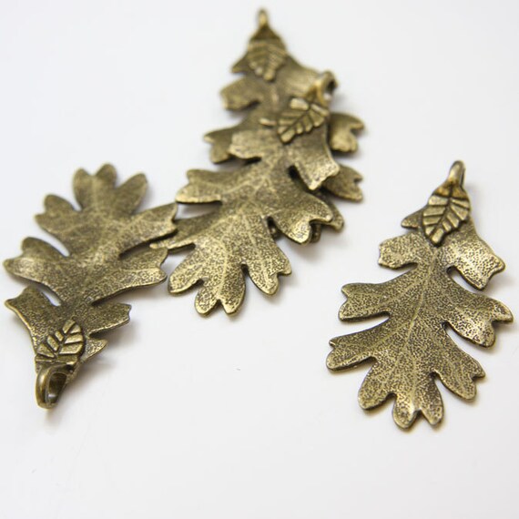 4pcs Antique Brass Tone Base Metal Charms-Leaf 49x26mm 9391Y-F-120B