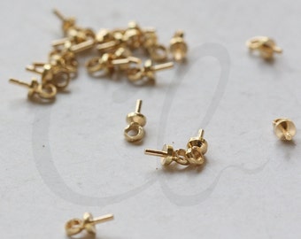 60 Pieces Raw Brass Glue On Bead Cap with Peg - 3mm (3368C-E-448)