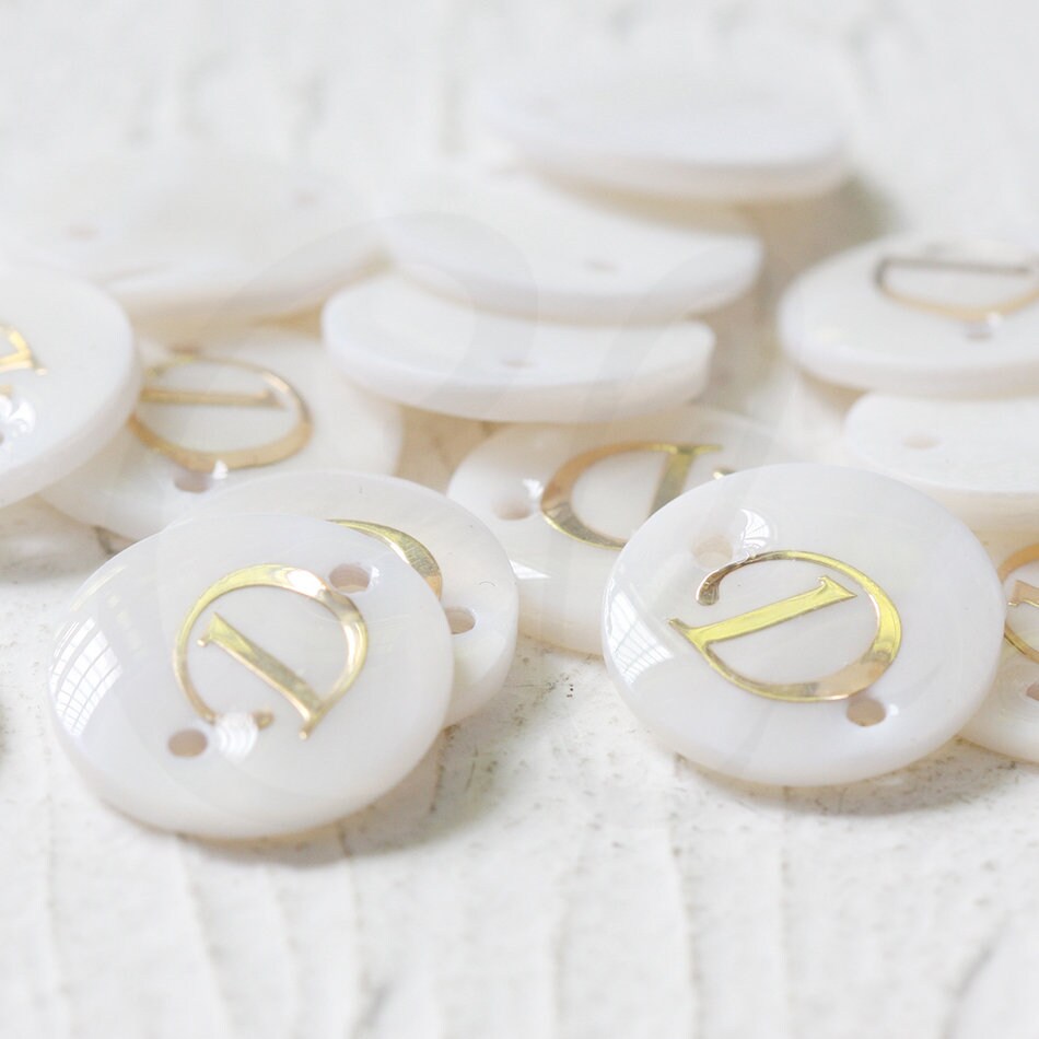 Natural Shell With Gold Alphabet Link With 2 Holes Alphabet | Etsy