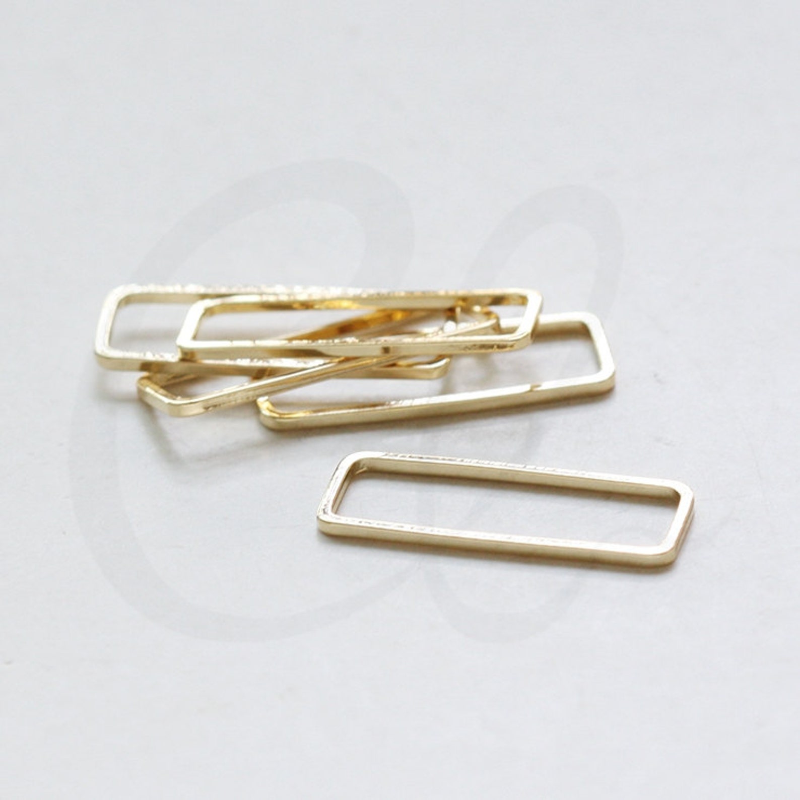 2 Pieces Premium Gold Plated Brass Base Rectangle Ring Link Etsy