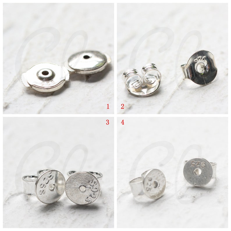 One Piece Solid 925 Silver Sterling Earring Findings SS018 Earring Backing Butterfly Backing