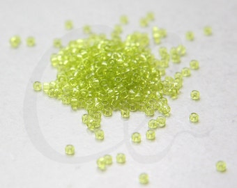 10 Grams Japanese Miyuki 11/0 Seed Beads - Chartreuse Transparent - 2mm (11M1-110143-N-129)