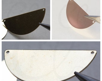 Solid Brass Half Circle Link - Pendant - Moon 45.5x21mm