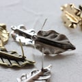 2 Pieces (One Pair) Solid Brass Earring Post with Sterling Silver Pin - Leaf 25x15mm (EPA1-B)
