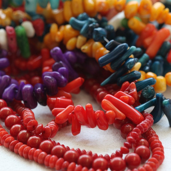 One Strand Dyed Bamboo Coral Beads-Varies Shapes (G319)