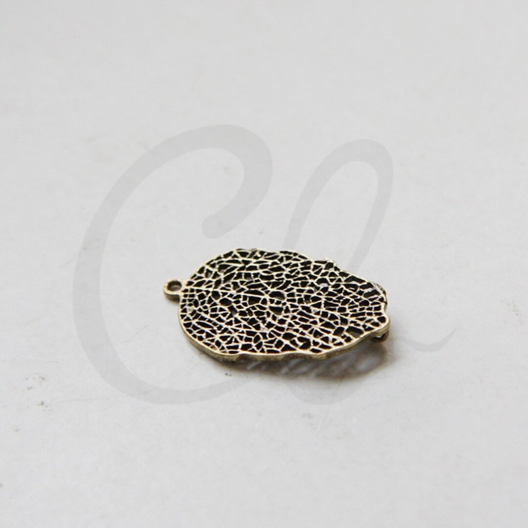 One Piece Antique Brass Charm - Filigree Leaf 29x18mm