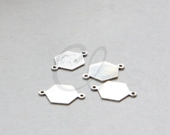 4 Pieces Oxidized Silver Plated Brass Base Hexagon Link - 16x10.5mm (1999C)