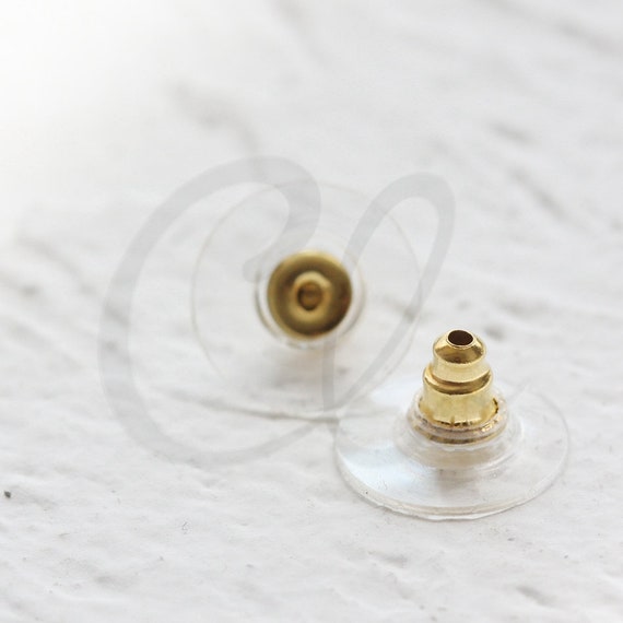 14K Yellow Gold Earring Backs, Earring Backing Ear Post Nuts, 4 Pieces;  Earring Wire Stopper Earring Safety Backs for Fishhook Stud Earrings