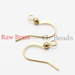 60 Pieces Raw Brass Earring Hooks with Ball - Shepherd Hook Ear Wires -17x17mm  (1829C-I-120X) CW