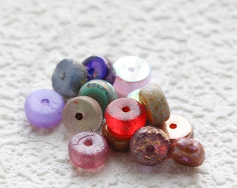 6 Pieces Czech Aged Glass Heishi Spacer Beads - Varies Colors - 6x3mm (NVA-32)