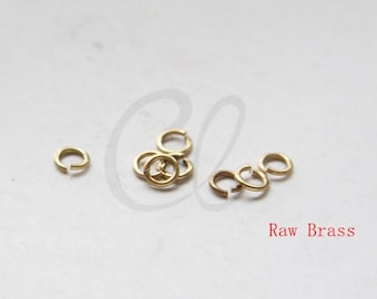 500 Pieces Raw Brass Brass Base Jump Rings-4mm (21 Gauge) (327C-I-14X)