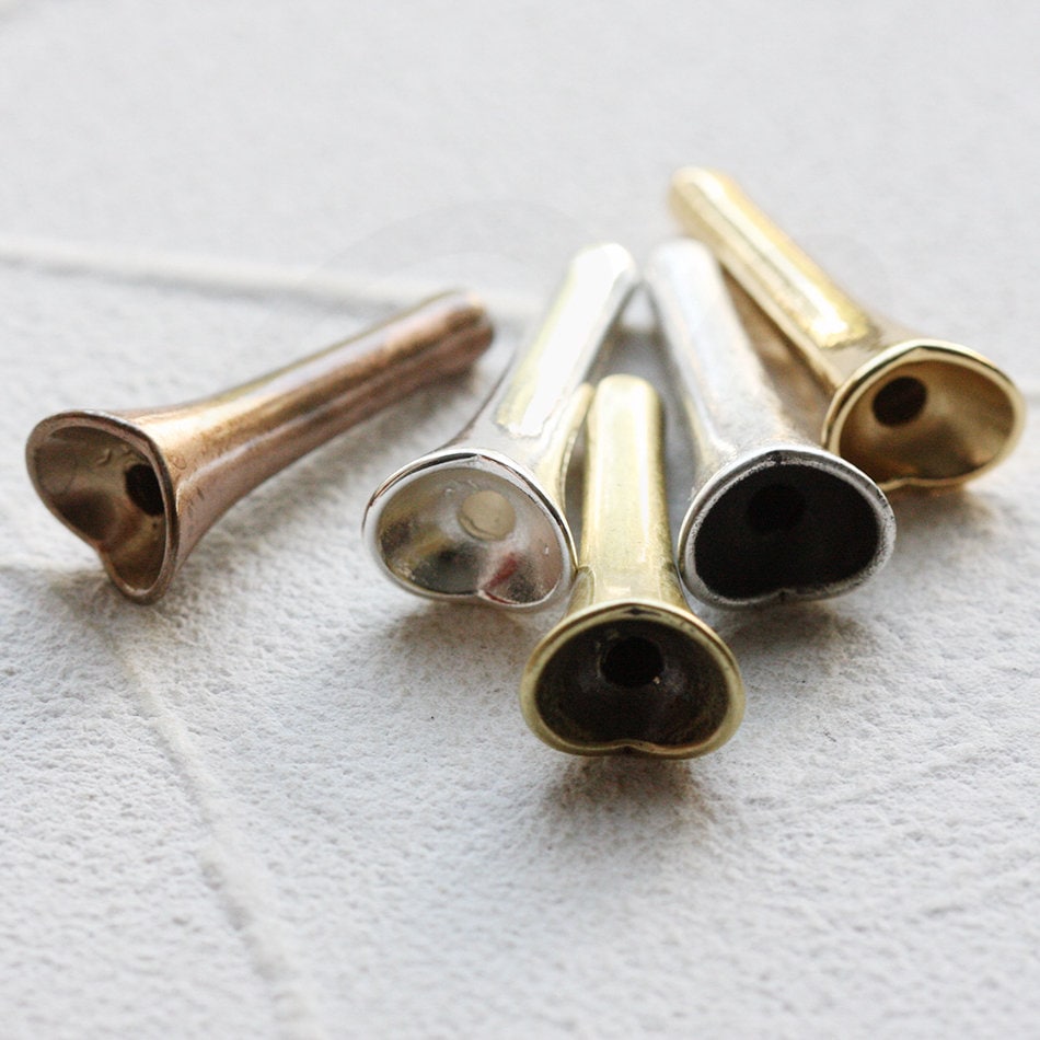 One Piece Solid Brass Bead Cap - Cone - 30.5x12mm (4867C)