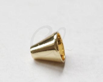 2 Pieces Premium Gold Plated Brass Base Bead Cap - Cone 8x7.5mm (1725C)