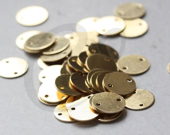 40 Pieces Raw Brass Flat Disc Link - 10mm (3358C-E-441)