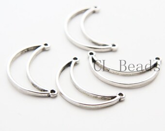 6 Pieces Oxidized Silver Tone Base Metal Links - Moon 30x18mm (83C-U-101)