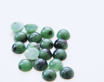 12 Pieces Natural Zoisite Ruby Stone Cabochons-8mm (08ZOIT) (B-5-4)