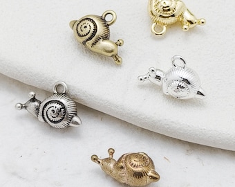 One Piece Premium Plated Casted Brass Charm - Snail 16x10mm (4926C-11)
