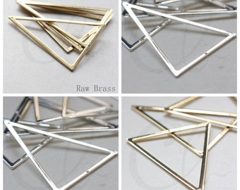 Solid Brass Triangle Pendant with 2 Holes - Geometry - 50.1x40.1mm (3784C)