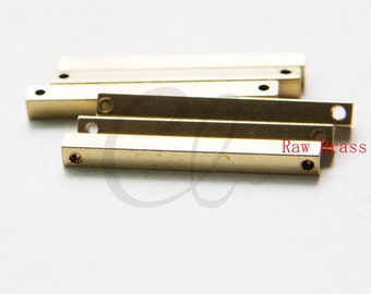10 sztuk surowego mosiężnego pręta kwadratowego - ogniwo - prostokąt - DWA OTWORY 30 x 3 mm (3037C-M-3)