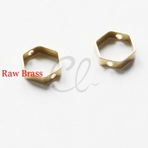 40 Pieces Raw Brass Hexagon Charm - Bead Frame - Spacer 8x2.2mm (1897C-T-305)