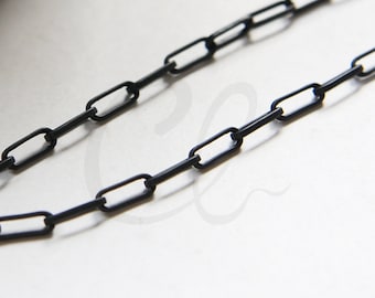 One Foot Matte Black Plated Brass Base Hand Connected Rectangle Cable Link Chain-10x3.45mm (212QDF07)