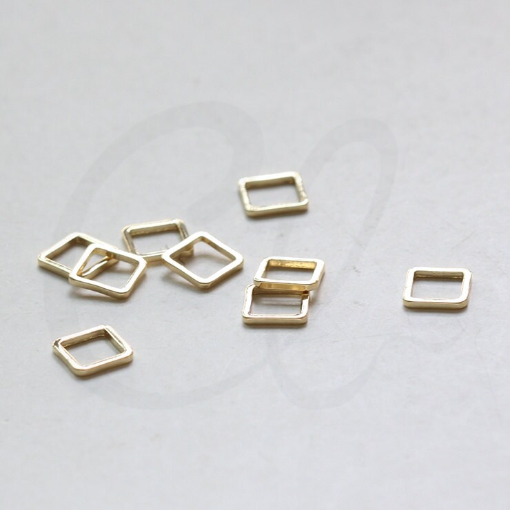 2 Pieces Premium Gold Plated Brass Base Square Blank Ring Etsy