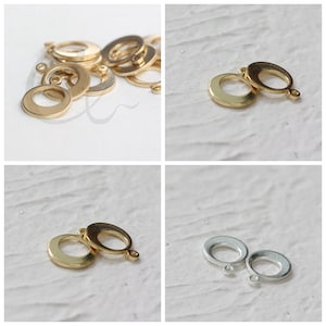 Solid Brass Round Ring Disc Charm - 12.8x10mm (3880C)