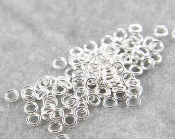 100 Pieces Bright Silver Plated Brass Base Opened Jump Rings-4mm (20 Gauge) (327C-I-14J)