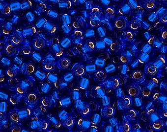 10 Grams Japanese Miyuki 15/0 Seed Beads - Cobalt Blue Silver Lined - 1.5mm (15M2-150020-Q-474)