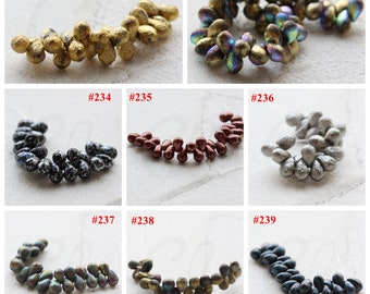 10 Pieces Czech Aged Glass Teardrop Beads - Varies Colors - 4x6mm (BONMIXH-5)