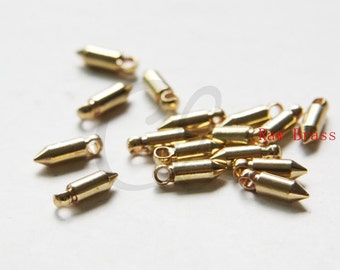 20 Pieces Raw Brass Bullet Charm - 3x10mm (3044C-W-386)