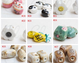 4 Pieces Ceramic Beads - Varies Shapes (G325C)