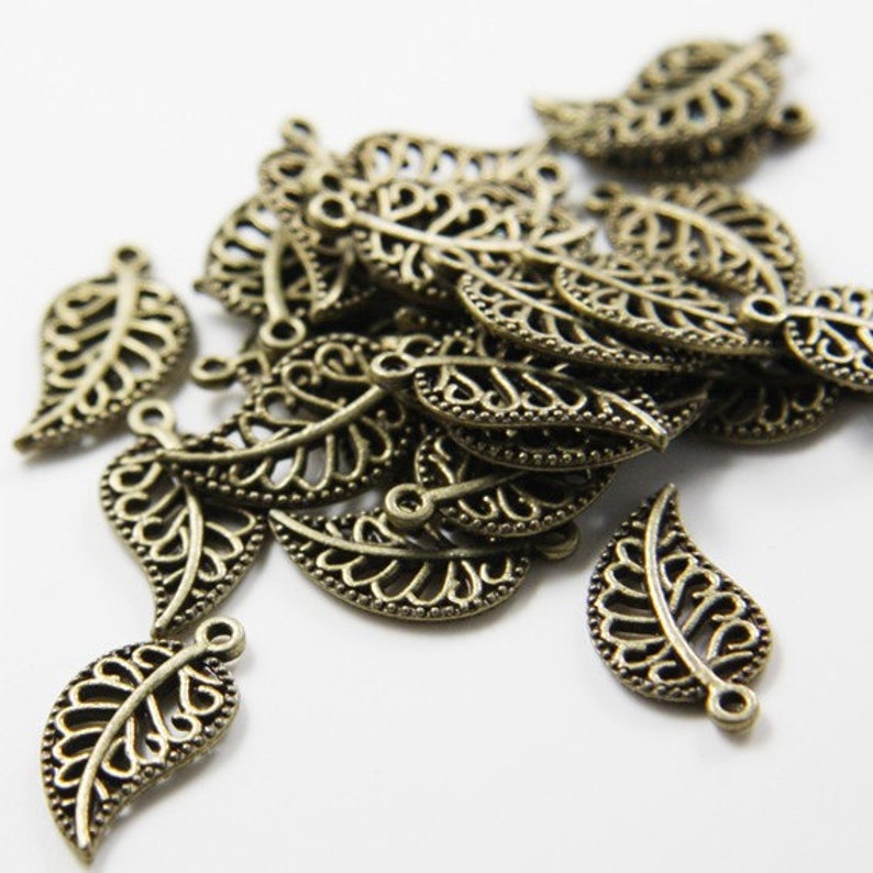4pcs Antique Brass Tone Base Metal Charms-Leaf 49x26mm 9391Y-F-120B