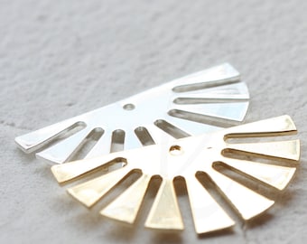 Solid Brass Half Sun Charm - 30x16mm (4303C-V-305)