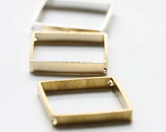 Brass Base Two Holes Spacer - Square Bead Frame - 20.5mm (4262C)