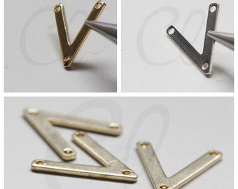 Solid Brass Arrow Charm with 3 Holes - Triangle 16.5x14.4mm (3852C-V-206)