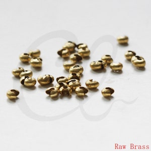 100 Pieces Raw Brass Metal Crimp Covers-4mm (343C-I-33X)