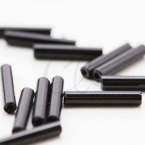 10 Gram Czech Bugles Seed Beads Tube - Opaque Black #5 (11.5mm)(67401871-Q-492)