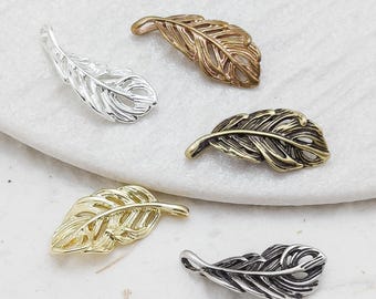 One Piece Premium Plated Casted Brass Charm - Feather 21x9mm (4926C-4)
