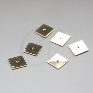 2 Pieces Premium Gold Plated Brass Base Flat Square Spacer - 10x10mm (3043C)