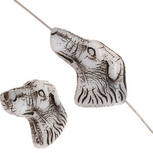 One Piece Czech Glass Dog Head Spacers-Opaque Black and White 20x13mm (CZH11-PG253000-M-712)
