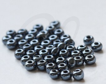 10 Grams Czech Rocailles Preciosa 6/0 Seed Beads - Gunmetal Metallic - Size 6 (6C5-1721-Q-705)