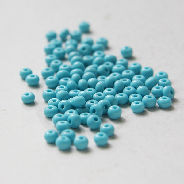 10 Grams Czech Rocailles Preciosa 6/0  Seed Beads - Opaque Turquoise Blue-Size 6 (6C2-1622-T-80)