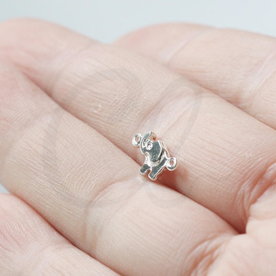 ★E.B.M★ Pleated Texture Block One Piece EMO6WOP090 One Piece Premium Silver Plated Brass Base Link - Elephant