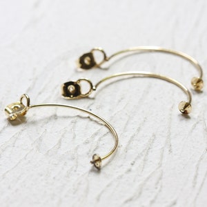 2 Pieces (One Pair) Premium Gold Plated Brass Base Earring Component - Half Ring 36.9x20.2mm (3157C)