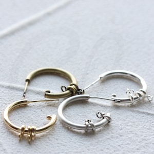 One Pair Hand Soldered Brass Earring Post with Sterling Silver Pin - C Shape (4682C-EPA2-T)