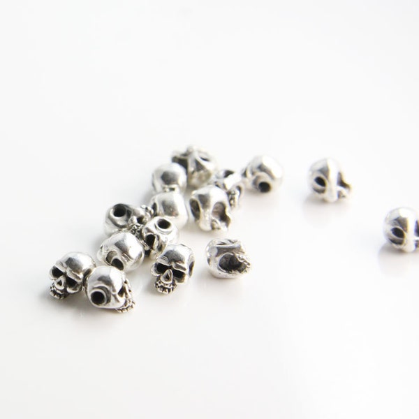 2 pcs of  Sterling Silver Spacer - Skull 7x6mm - 1.2mm hole size