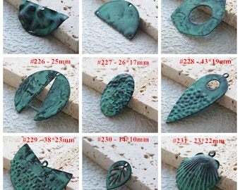 One Piece Hand Made Green Patina Charms - Varies Shapes and Size (PTA-w)